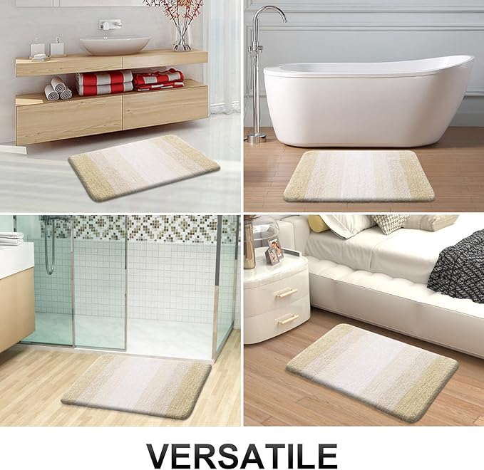 OLANLY Bathroom Rugs Mat 30x20, Extra Soft Absorbent Microfiber Bath Rugs, Rubber Backing, Quick Dry, Machine Washable Bath Mats for Bathroom Floor, Tub and Shower, Home Decor Accessories, Light Beige