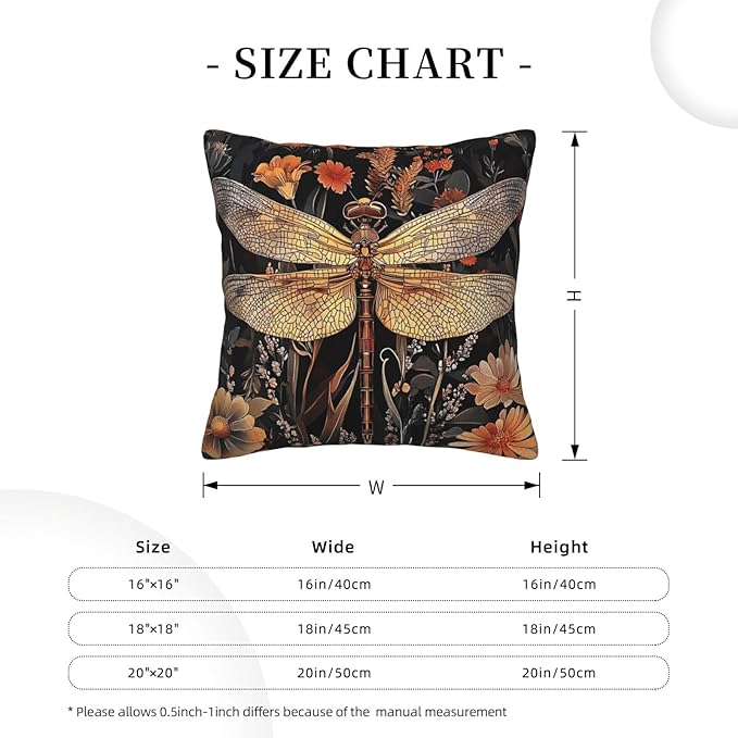 William Morris Abstract Vintage Floral Dragonfly Design 18x18 inches Throw Pillow Covers Square Pillowcases Decor for Bed Couch Sofa Living Room Cushion Covers