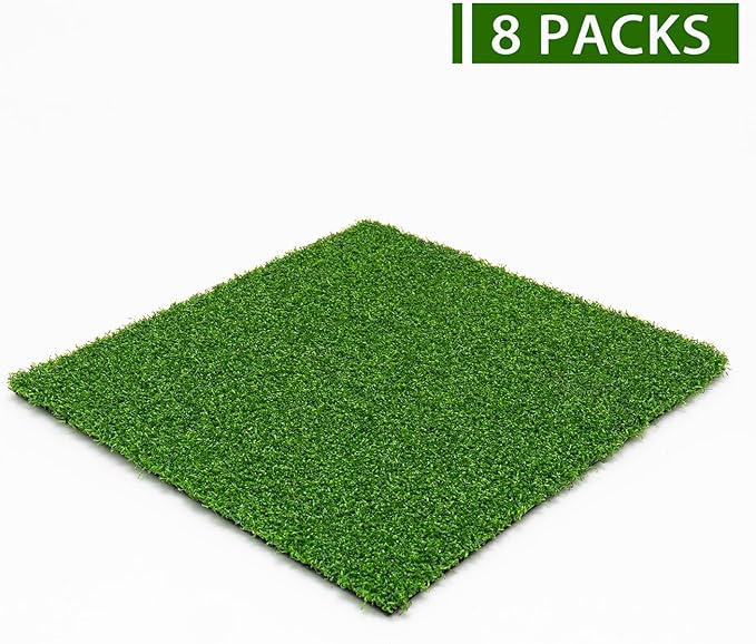 Artificial Turf Tiles 12X12 in,0.6 in Thick,Fake Grass Patch Indoor Outdoor Garden Lawn Patio,Synthetic Turf Mat,Realistic Grass Rug for Dogs Pets Lawn Landscape Squares,Green (12 Packs)