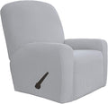 Easy-Going 4 Pieces Oversized Recliner Stretch Sofa Slipcover Sofa Cover Furniture Protector Couch Soft with Elastic Bottom Polyester Spandex Jacquard Fabric Small Checks Silver Gray,X-Large