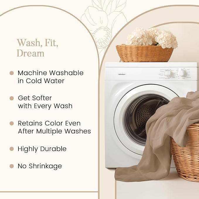 100% Egyptian Cotton Bed Sheets, Certified 800 Thread Count Deep Pocket Queen Sheets For Queen Size Bed Sheet & Pillowcase Sets, Soft & Comfy Naturally Cool Luxury Bedding, Fits upto 17"- Linen