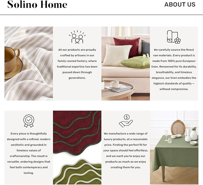 Solino Home Linen Light Natural Table Runner 36 Inches - Classic Hemstitch, 100% Pure Linen Coffee Table Runner 14 x 36 Inch Ideal for Dresser Tables - Christmas, New Year