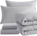 NTBAY Twin Comforter Set with Sheets, 5 Pieces Soft and Breathable Twin Bedding Set, Twin Bed in a Bag, Down Alternative Comforter Set Solid Color All Season, Kids Bedding Set, Light Grey