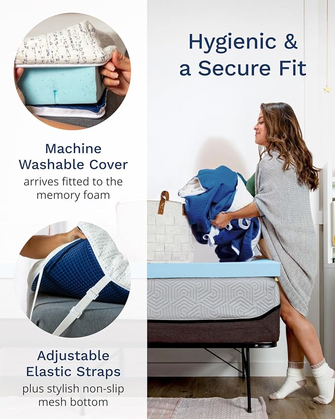 ViscoSoft 4 Inch Memory Foam Mattress Topper Twin XL - Select High Density Extra Long Ventilated Mattress Pad - Removable Bamboo-Rayon Cover