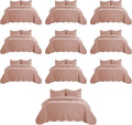 IR Imperial Rooms Twin Quilt Bedding Set (68” x 86”) - Bulk Pack of 10 Wholesale for Hotels, Guest Bedroom & Airbnbs - Lightweight Microfiber Reversible Embossed Quilts Bedspreads (Peach)
