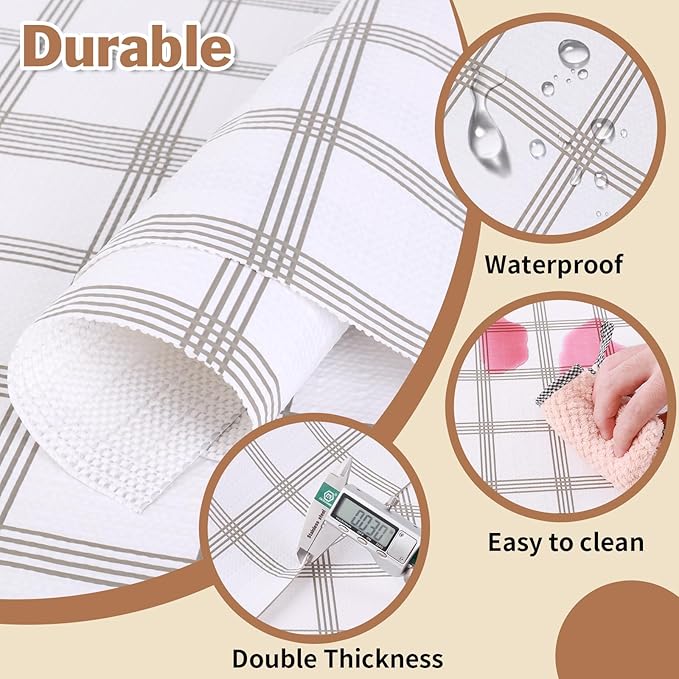 Drawer and Shelf Liner for Kitchen Cabinet: 23.6 in X 20 Ft Non Slip Waterproof Shelf Paper Non Adhesive Refrigerator Liners White Square Easy Liners for Bathroom Cupboard with Knife Tape Measure