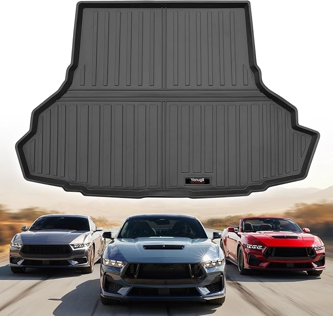 Custom for 2015-2026 Ford Mustang Coupe Cargo Mats Trunk Liner All Weather TPE Protection Mat Accessories (Fit Without Subwoofer in Cargo Area)(Not for Mach-E)