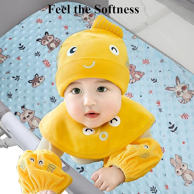 Dot Bassinet Sheet Set 2 Pack Stretch Fitted Bedside Sleeper Bassinet Sheets Sheets,Ultra Soft, for Baby Girls and Boys Cream, Rabbit