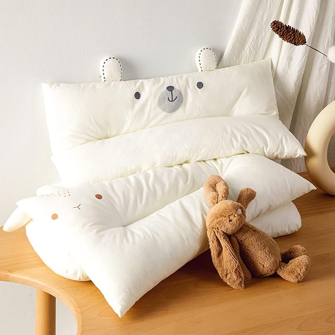 Choc chick Toddler Pillow,20X14inches Machine Washable Soft Hypoallergenic Kids Pillows,Child Cute Animal Perfect Toddler Pillows for Sleeping 2 Year Old (Bear)