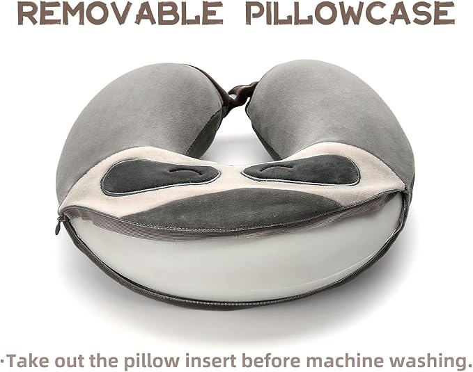Niuniu Daddy Travel Neck Pillow - Pure Memory Foam Cervical Support Pillow for Sleeping on Airplane, Car, Train for Long Trips - Sloth Design for Kids Age 8+, Teens, Adults, Boys, Girls