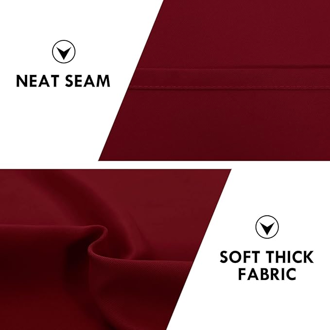 DWCN Burgundy Room Darkening Blackout Curtains - Thermal Insulated Privacy Energy Saving Window Curtain Drapes 52 x 63 inch Length, Set of 2 Bedroom Living Room Curtains