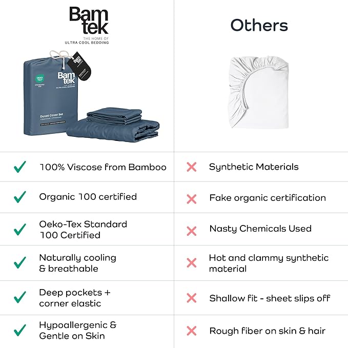 Duvet Cover Set - 100% Viscose Derived from Bamboo Duvet Cover Queen Size, 3 PC Luxury Cooling Duvet Cover for Hot Sleepers, Silky Buttery Soft Comforter Cover & 2 PC Queen Pillowcases, Storm