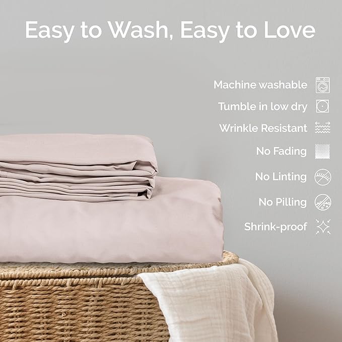 Duvet Cover Set - 100% Viscose Derived from Bamboo Duvet Cover Queen Size, 3 PC Luxury Cooling Duvet Cover for Hot Sleepers, Silky Buttery Soft Comforter Cover & 2 PC Queen Pillowcases, Blush