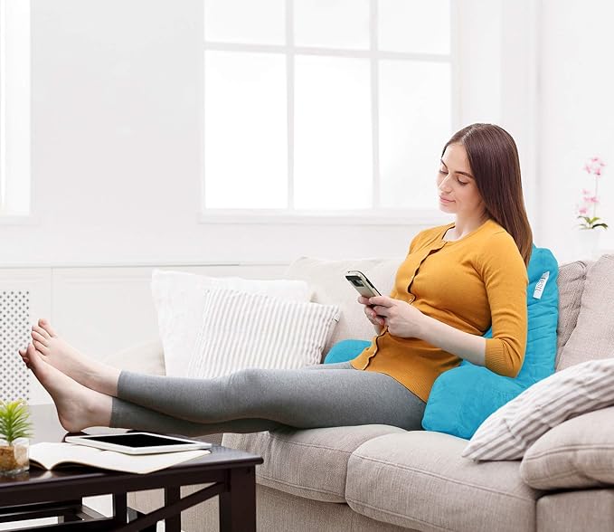 Nestl Reading Pillow for Kids & Teens with Shredded Memory Foam, Backrest Pillows for Reading, Watching, and Gaming, Use on the Couch, Bed, or Floor, Adjustable Support with Washable Cover Bright Blue