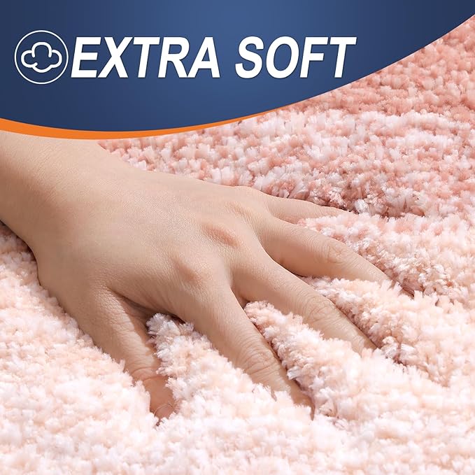 OLANLY Bathroom Rugs Mat 24x16, Extra Soft Absorbent Microfiber Bath Rugs, Rubber Backing, Quick Dry, Machine Washable Bath Mats for Bathroom Floor, Tub and Shower, Home Decor Accessories, Peach