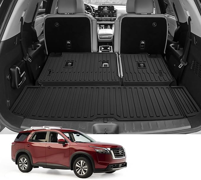 Custom for 2022-2025 Nissan Pathfinder Cargo Mats Trunk Liner with 3rd Rear Seat Backrest Mat All Weather TPE Protection Mat Accessories (for 2022-2025 Nissan Pathfinder)