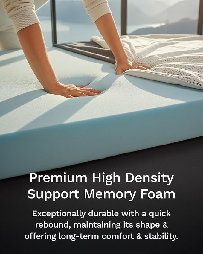 ViscoSoft Memory Foam Mattress Topper | Select High Density Ventilated Mattress Pad - Premium Removable Rayon Cover 2 Inch - Full