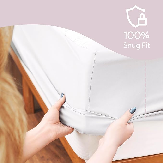 Hearth & Harbor Queen Size Quilted Fitted Mattress Pad Cover, 100% Waterproof Mattress Protectors, Deep Pocket Fitted Mattress Cover 8" - 21" (60" x 80", White)