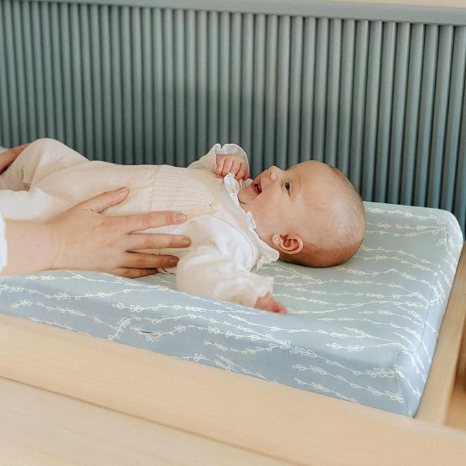 GRSSDER Stretch Ultra Soft Jersey Knit Changing Pad Cover Set 2 Pack, Change Table Pad Covers Fit 32"/34" x 16" Pads Safe and Snug, Sea Fish Print for Girls and Boys