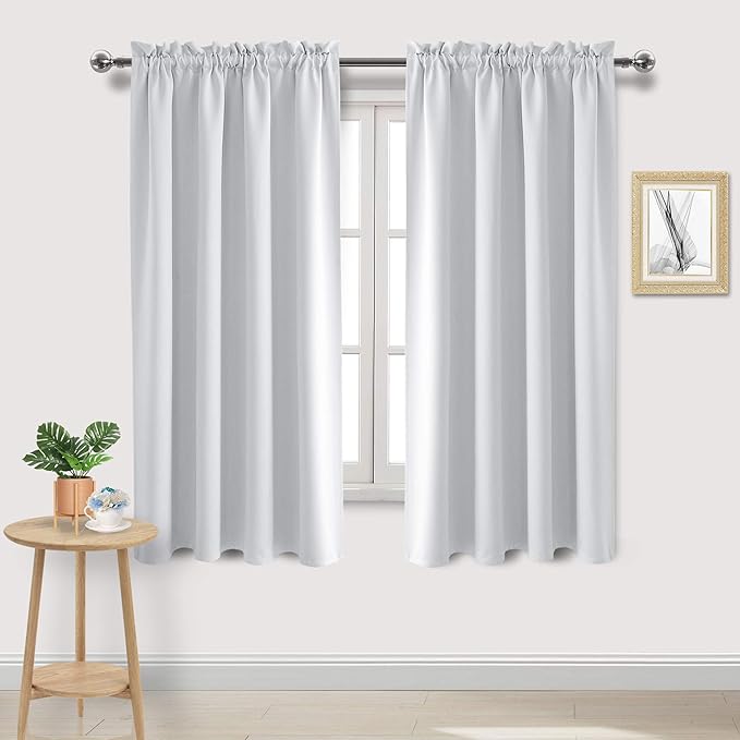 DWCN White Room Darkening Blackout Curtains - Thermal Insulated Privacy Energy Saving Window Curtain Drapes 52 x 63 inch Length, Set of 2 Bedroom Living Room Curtains