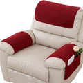 Armrest Cover, Recliner Chair Protector, Furniture Protector Slip, Side Storage Pocket, Stretch Armchair Couch Arm Rest Cover for Recliner, Chair, Sofa (Wine Red,3 Seater(5pcs))
