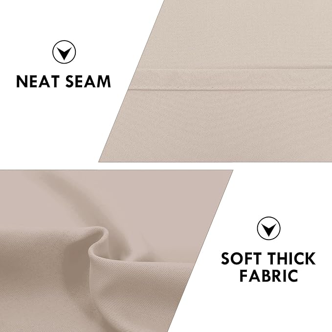 DWCN Blackout Curtains for Living Room Thermal Insulated, Energy Saving & Noise Reducing Bedroom Curtains, Camel, W 52x L 84 Inch, Set of 2 Rod Pocket Curtain Panels