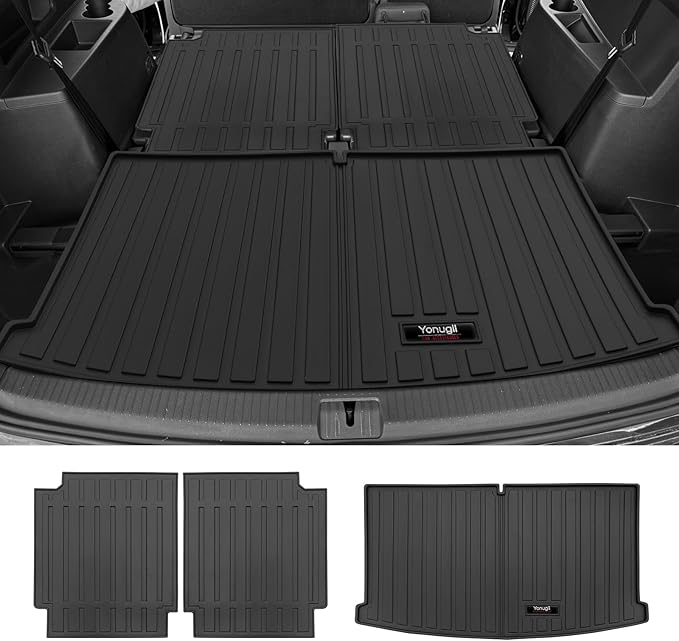 Custom for 2018-2025 2026 VW Atlas 6/7 Seat Cargo Mats Trunk Liner and 3rd Rear Seat Backrest Mat All Weather TPE Protection Mat Accessories (for 2018-2026 VW Atlas 6/7 Seat)