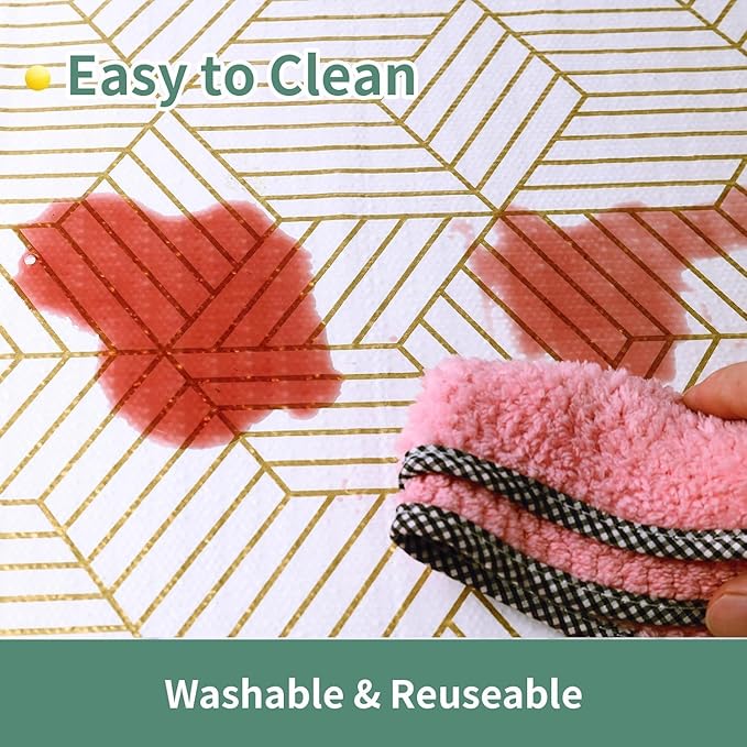 Shelf Liners for Kitchen Cabinets 17.5in x 30FT Non Adhesive Cabinet Liner Strong Non-Slip Thickened Gold Geometric Drawer Liner Easy to Clean for Shelf Cabinet with Knife and Tape Measure