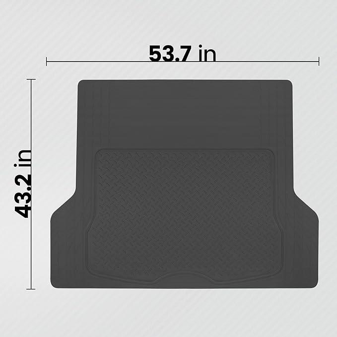 BDK Heavy Duty Rubber Cargo Mat Liner - All-Weather Trunk Protection, Trim-to-Fit Design for Cars, SUVs, Vans & Trucks - Non-Slip, Waterproof, Durable Cargo Floor Liner - 54" x 43.5" x 0.25" - Black