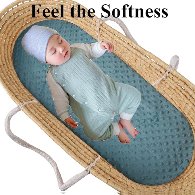 Dot Bassinet Sheet Set 2 Pack Stretch Fitted Cradle Sheets,Ultra Soft,Universal Fit Oval Rectangle Hourglass Pad/Mattress, for Baby Girls and Boys Blue, Seahorse