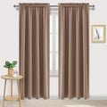DWCN Blackout Curtains for Living Room Thermal Insulated, Energy Saving & Noise Reducing Bedroom Curtains, Khaki, W 70x L 84 Inch, Set of 2 Rod Pocket Curtain Panels