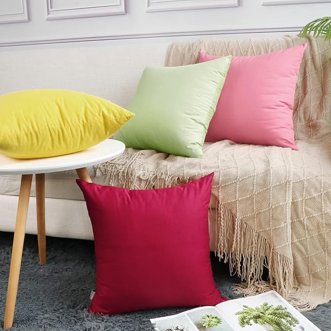 Thmyo 4-Pack 100% Cotton Comfortable Solid Decorative Throw Pillow Case Square Cushion Cover Pillowcase DIY Sublimation Blank Pillow Covers(20x20 inch/ 50x50cm,Light Pea Green)