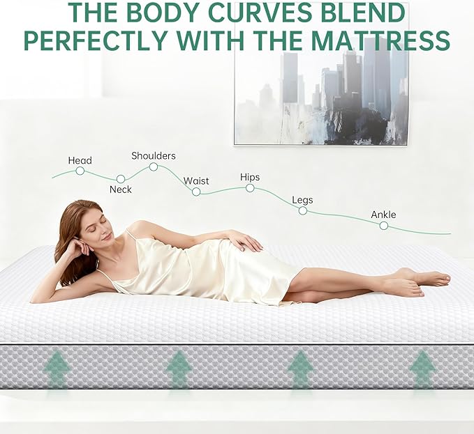 EYN Memory Foam Mattress Cooling Gel Size Matress in A Box Bed Frame Pressure Relief Medium Firm Size Removable Washable Cover Feel Bedroom Essentials CertiPUR-US Certified (6'', Twin)