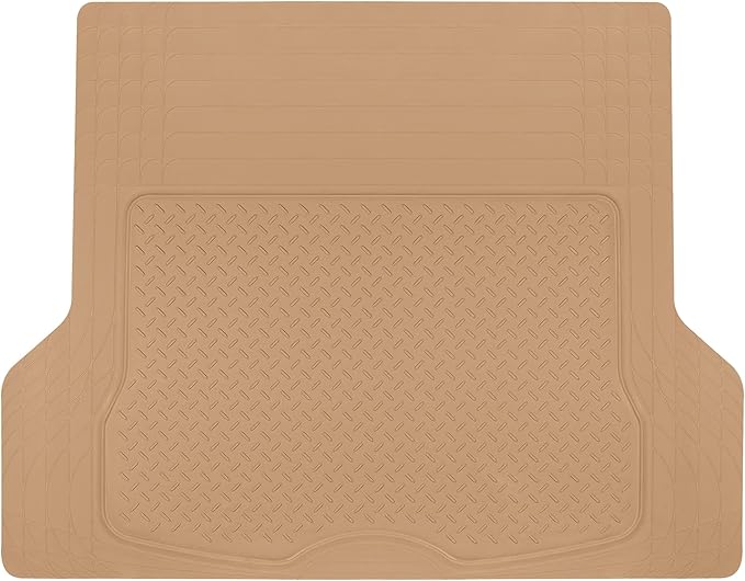 BDK Heavy Duty Rubber Cargo Mat Liner - All-Weather Trunk Protection, Trim-to-Fit Design for Cars, SUVs, Vans & Trucks - Non-Slip, Waterproof, Durable Cargo Floor Liner - 46" x 56.75" x 0.25" - Beige
