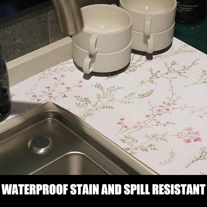 Floral Drawer and Shelf Liner for Cabinets, 12IN x 20FT Non-Adhesive and Strong Non-Slip Flower Shelf Cabinet Drawer Liners for Kitchen,Table,Bookshelves,Waterproof Cupboard Liners