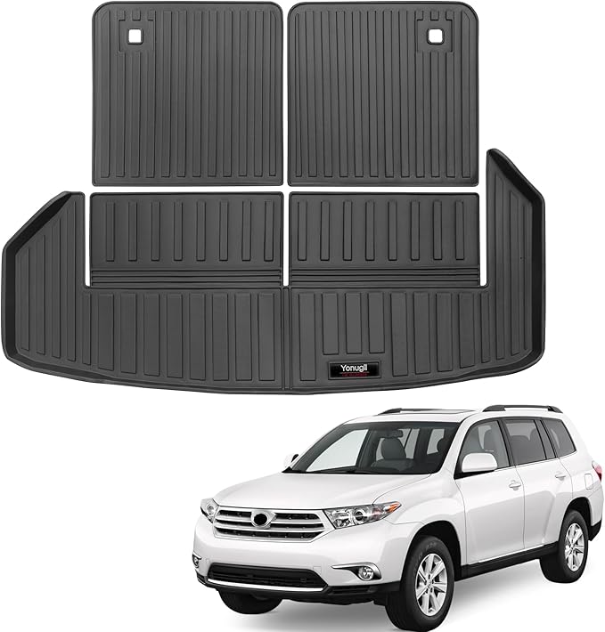 Custom for 2008-2013 Toyota Highlander Cargo Mats Trunk Liner and 3rd Rear Seat Backrest Mat All Weather TPE Protection Mat Accessories (for 2008-2013 Toyota Highlander)