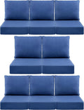 Luxury 6" Outdoor Cushions for Patio Furniture, 24x24x6" Thick Seat Cushion Set of 8, Fade Resistant Couch Chair Replacement Cushions High Density Deep Wicker Chair Cushion w/ Removable Cover, Blue