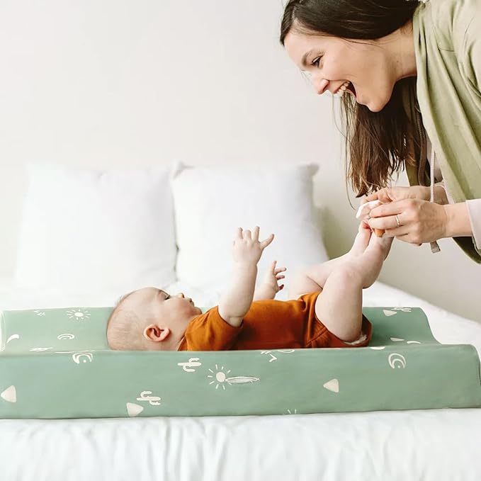 GRSSDER Stretch Ultra Soft Jersey Knit Changing Pad Cover Set 2 Pack, Change Table Pad Covers Fit 32"/34" x 16" Pads Safe and Snug, Sunny Holiday Pattern