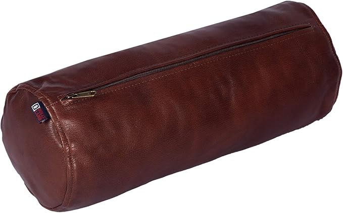 Neck Roll Pillow Cushion Cover, 16x7 Inch Full Moon Round Bolster Pillow Case, Cylinder Soft Lambskin Leather Pillowcase for Head, Spine & Neck Support During Sleep - Tan Pack of 1
