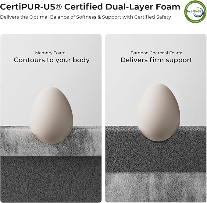 Bamboo Mattress Topper Full Size 4 Inch, Cooling Gel & Bamboo Charcoal Memory Foam Mattress Topper for Back Pain Relief, Firm Dual-Layer Foam Bed Pad with Removable Cover