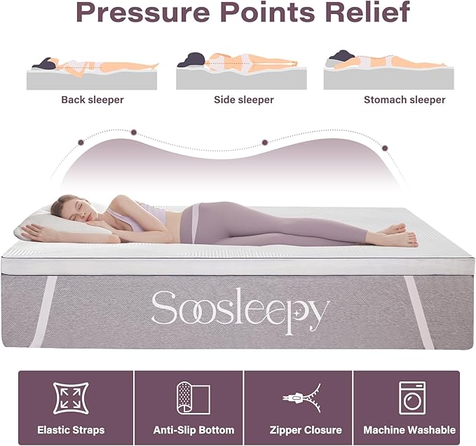 2 Inch Memory Foam Mattress Topper King Size with Removable Soft Cover Ventilated Breathable Cooling Mattress Pad Portable Bed Topper for Back Pain and Pressure Relief, CertiPUR-US Certified