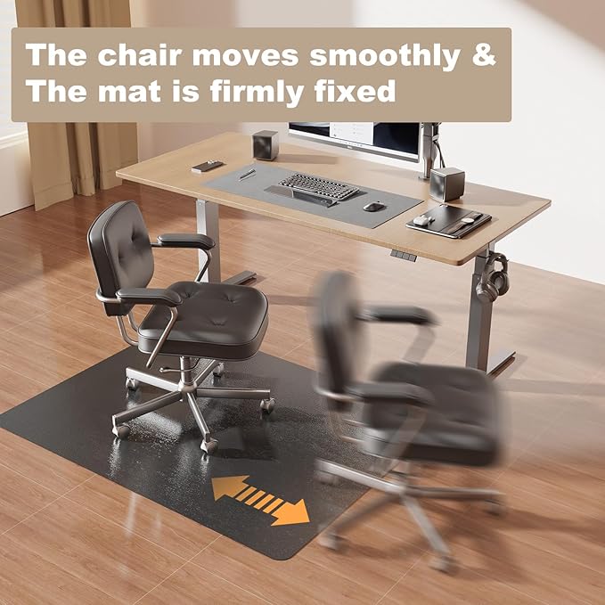 [Thickened to 2.0mm] 40"x 50" Office Chair Mat for Hardwood, Vinyl Computer Floor Mat, Anti-Slip Desk Mats for Hardwood, Easy to Clean Office Chair Floor Protector, Durable Rolling Chair Mat