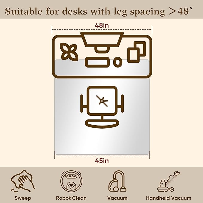 45"x45" Tempered Glass Office Chair Mat for Carpet & Hardwood Floor, 1/5" Thick Clear Floor Protector Desk Chair Mat with Rounded and Polished Edges