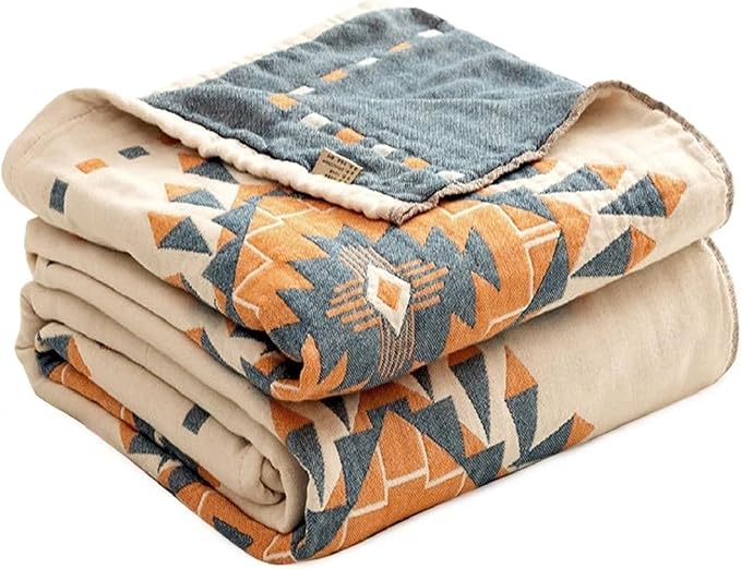 MSGKV Fall Blankets Cotton Throw Blanket 60''x 80'' Muslin Blanket for Couch Bed Chair,Cozy Soft Bed Cotton Quilted Boho Quilts Blankets Gifts for Women
