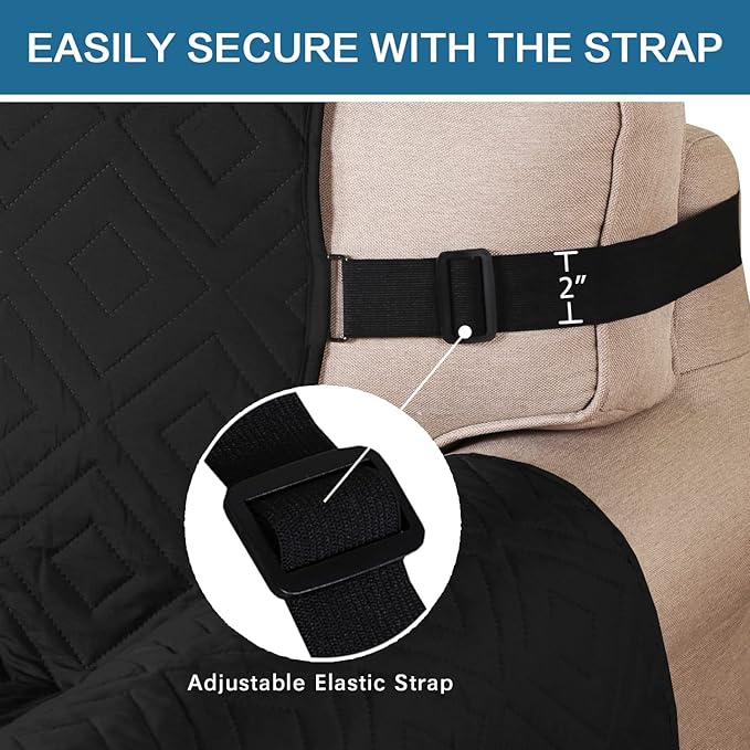 H.VERSAILTEX Reversible Chair Cover Furniture Protector Anti-Slip Couch Cover Water Resistant 2" Elastic Straps Chair Slipcover Pets Kids Fit Sitting Width Up to 21" (Chair:75" x 65", Black/Grey)