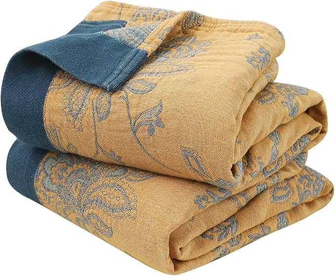 MSGKV Boho Throw Blanket Fall Blanket 100% Cotton Boho Couch Cover,Versatile Knit Woven Blankets,Super Soft Warm & Decorative Blankets for Chair Bed Sofa and Living Room,60''Wx 80''L