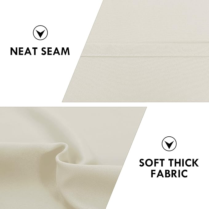 DWCN Light Beige Short Room Darkening Curtains for Kitchen/Bedroom, 42 x 36 inches Long - Energy Saving Window Drapes for Nursery with Rod Pocket, Set of 2 Panels