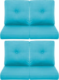 Patio Chair Cushions 4 Packs - Outside High Back Thick Water-Resistant Cushion 22x24 with Zipper Cover for Outdoor Glider Rocking Chairs Loveseat Couch – Teal/Buckle