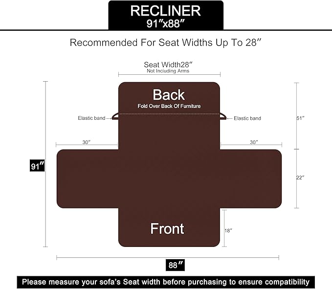 U-NICE HOME Recliner Chair Covers Reversible Chair Cover Pet Covers for Dogs with Elastic Straps Water Resistant Diamond Quilted (28''Recliner Oversized, Greyish Green/Taupe)