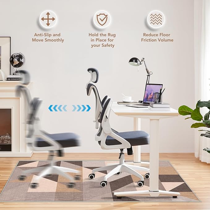 Office Chair Mat for Hardwood Floor&Tile Floor,36"x48" Heavy Duty Desk Chair Mat for Hard Floors,Under Desk Rug for Rolling Computer Chair,Anti Slip,Low Pile Carpet Floor-Light Geometry